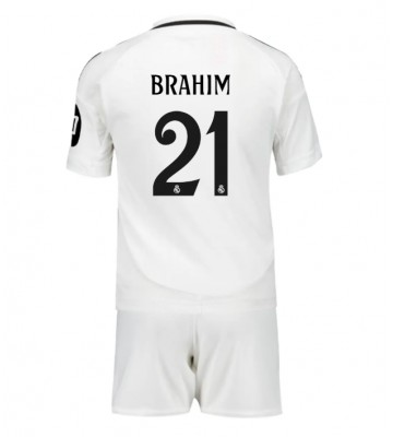 Real Madrid Brahim Diaz #21 Primera Equipación Niños 2024-25 Manga Corta (+ Pantalones cortos)